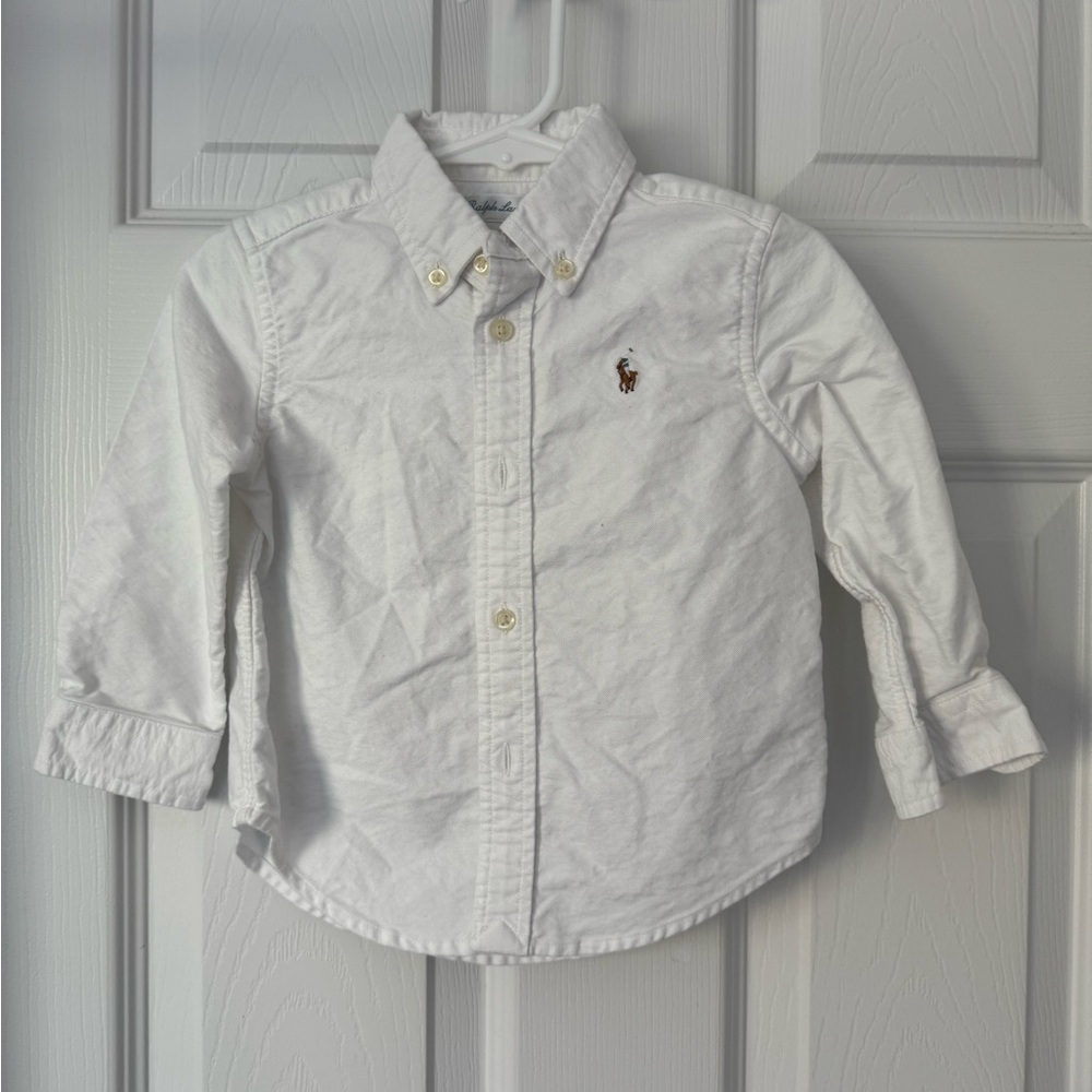 Ralph Lauren white cotton buttondown shirt. Size 18M